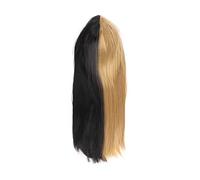 Perruque synthétique longue droite femme 2 tons noir blond fête Noël occasions spéciales