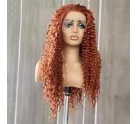 Perruque synthétique longue et bou pour femme avec dentelle frontale, ligne de cheveux naturelle, usage quotidien, cosplay perruque cuivrée, 66 cm