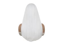 Perruque synthétique longue et lisse blanche avec frange, 1 pièce, perruque de remplacement résistante à la chaleur for femmes, usage quotidien, Cosplay
