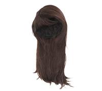 Perruque synthétique longue et lisse marron foncé, moelleuse, résistante à la chaleur, réglable avec frange pour femmes, Costume de fête, usage quotidien