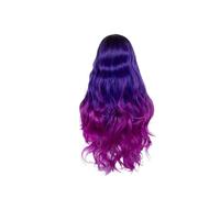 Perruque synthétique longue ondulée verte avec raie centrale, 26 pouces bleue, résistante à la chaleur cheveux synthétiques bouclés, sirène Turquoise(26in-purple wig)
