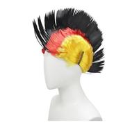 Perruque synthétique Mohawk Punk Spiky Explosion, 1 pièce, couleur drapeau allemand, noir, rouge, jaune, couches moelleuses, fête for Cosplay(1)