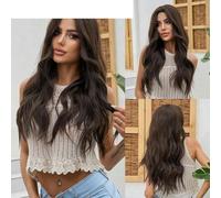 Perruque synthétique ondulée longue brune foncée pour femmes noires, perruque afro à usage quotidien, perruque féminine à chaleur-LC-0179-4