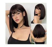 Perruque synthétique Perruque Bob synthétique courte avec frange, cheveux naturels résistants à la chaleur, blond rose ombré, perruques Lolita de Cosplay lisses for femmes noires Cosplay Perruque(Colo