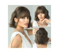 Perruque Synthétique Perruque courte blonde ondulée avec frange, cheveux synthétiques, idéale for un cosplay quotidien Naturelles Perruques