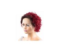 Perruque Synthétique Perruque de cheveux humains indiens Remy, coupe courte, coupe au carré, 13x1, avec dentelle frontale Naturelles Perruques(Black and Burgundy)