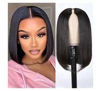 Perruque Synthétique Perruque No Leave Out Straight Short Perruques de cheveux humains for les femmes Glueless Partie mise à jour(10 inch)