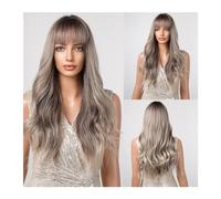 Perruque synthétique Perruque synthétique résistante à la chaleur, brun clair à blond ombré, cheveux naturels longs et ondulés avec frange for femmes, fête de Cosplay Cosplay Perruque(Color:LC1079-1)