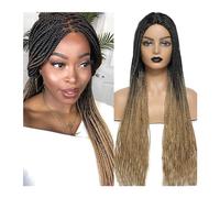 Perruque synthétique Perruque tressée résistante à la chaleur, 26 pouces, boîte ombrée, perruque tressée for femmes noires, faux cuir chevelu Cosplay Perruque(Color:1B 27 Color)