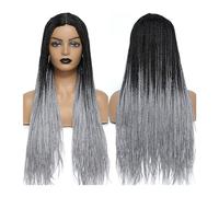 Perruque synthétique Perruque Tresses Africaines femmes boîte Crochet tresses perruques Perruque tressée à la main cheveux synthétiques tresses perruques Cosplay Perruque(Color:1B Grey Color)