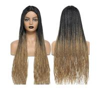 Perruque synthétique Perruque Tresses Africaines femmes boîte Crochet tresses perruques Perruque tressée à la main cheveux synthétiques tresses perruques Cosplay Perruque(Color:1B 27 Color)