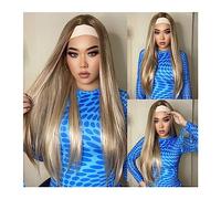 Perruque Synthétique Perruques de bandeau synthétique blonde longue droite brune for les femmes perruques de cheveux naturels perruques de cosplay résistantes à la chaleur Naturelles Perruques