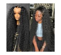 Perruque synthétique Perruques de cheveux humains bouclés 100% sans colle 13x6 perruque frontale en dentelle vague profonde vague d'eau for le choix des femmes Cosplay Perruque(Color:Natural Black 13x
