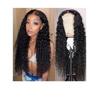 Perruque synthétique Perruques de cheveux humains bouclés T-Part Lace Front for femmes noires, vague profonde sans colle 13 × 4 × 1 perruques avant de dentelle transparentes cheveux Remy pré-épilés av