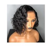 Perruque Synthétique Perruques ondulées en cheveux humains for femmes, coupe courte, bouclée, pré-épilée, avec fermeture en dentelle Naturelles Perruques(12inches)