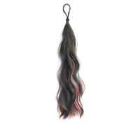 Perruque synthétique pour femme - 45 cm - Fibre résistante à la chaleur - Extension de queue de cheval Y2K avec reflets colorés - Simulation de tête sphérique à remontage automatique - Pour un