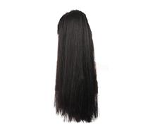 Perruque synthétique raide de 45,7 cm/50,8 cm/55,9 cm/61 cm/66 cm/71,1 cm/81,3 cm de long, queue de cheval, queue de cheval, corde élastique (noir naturel, 81,3 cm)
