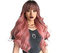 Perruque synthétique rose bouclée et ondulée pour femme - Perruque de cheveux synthétiques longs pour le quotidien, les fêtes, le cosplay B