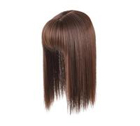 Perruque Synthétique Women Long Straight Wig with Air Bang High Temperature Fiber Natural Look Smooth One-Piece Head Replacement(Light Brown,45cm)