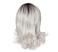 Perruque Synthétiques Femme Perruque Mode Vague Perruque Perruques Cheveux Gris Perruque courte Perruque Naturelle Rousse (Grey, One Size)