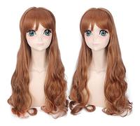 Perruque tendance pour Halloween, Noël, fête, déguisement, cosplay, anime, perruque haute température, soie bouclée, marron clair