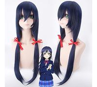 Perruque tendance pour un usage quotidien Cosplay perruque Love Live Sonoda Umi Deep Sea Blue couleurs mélangées Cos perruque Couleur : Zf80-12 (Noir Bleu)