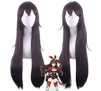 Perruque tendance pour un usage quotidien Cosplay perruque originale Dieu Ambre brun tourné des deux côtés cheveux longs et raides
