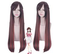 Perruque tendance pour un usage quotidien pour petite amie Mizuhara Chizuru marron dégradé orange rouge coiffure torsadée Cos perruque