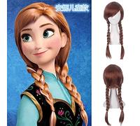 Perruque tendance pour usage quotidien Cos Perruque Frozen Anna Double Fouet Elsa Princesse Halloween pour enfants Couleur : Anna Adulte