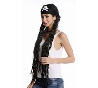 Perruque & Tête de Mort Bandana Pirate Femme Pirate Long Noir Rapide Comme Rasta