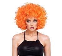Perruque Tête Explosive - Masquerade/Clown/Stage Performance/Halloween/Cosplay/Party Dress Up - Fil Haute Température Résistant aux Hautes Températures - 14 Couleurs Disponibles (Orange)