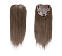 Perruque toupet marron 12,7 x 12,7 cm avec base en dentelle suisse attachée à la main, aspect naturel sans frange, toupet à clipser for femme avec cheveux clairsemés(12 inch)