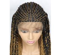 Perruque tresse africaine faite à la main avec dentelle frontale - Perruque tressée sans nœud avec cheveux de bébé. Convient for les de rôle quotidiens des femmes utiliser(Gradient Gold)