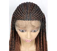 Perruque tresse africaine faite à la main avec dentelle frontale - Perruque tressée sans nœud avec cheveux de bébé. Convient for les de rôle quotidiens des femmes utiliser(Gradient Brown)