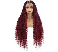 Perruque Tressée Avant Complète Bohème De 32 Pouces Avec Cheveux Bouclés, Perruques Tressées Sans Nœuds En Boîte Pour Femmes, Perruques Torsadées Synthétiques