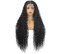Perruque Tressée Avant Complète Bohème De 32 Pouces Avec Cheveux Bouclés, Perruques Tressées Sans Nœuds En Boîte Pour Femmes, Perruques Torsadées Synthétiques