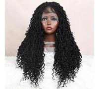 Perruque tressée bohème sans nœuds, perruques dreadlock torsadées noires naturelles de 31 pouces pour femmes noires, perruque synthétique tressée afro bouclée