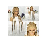 Perruque Tressée De 91 Cm For Femme, Perruques Tressées Boîte Avec Cheveux Bébé, Ligne Naturelle, Synthétique Tresses Torsadées Sur Devant Dentelle Postiche Cheveux Femme(Dark blonde)