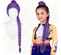 Perruque Tressée Demo n Pour En-fants, Perruque R-umi Anime Hunter, Extensions De Cheveux Violets, Tresses Violettes Accessoires De Cosplay Réalistes Pour Cosplay, Halloween