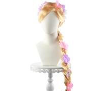 Perruque Tressée Longue Pour Femmes, Perruque Synthétique Blonde Avec Pince À Cheveux En Forme De Fleur Pour Couvre-chef De Fête D'halloween