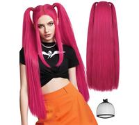 Perruque tressée noire for cosplay, en fibre synthétique résistante à la chaleur, bonnet ajustable(Mira)