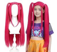 Perruque tressée noire for cosplay, en fibre synthétique résistante à la chaleur, bonnet ajustable(Mira Child)