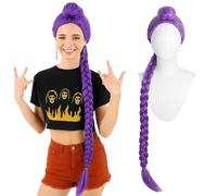 Perruque tressée noire for cosplay, en fibre synthétique résistante à la chaleur, bonnet ajustable(Rumi Adult)