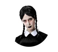 Perruque tressée noire mercredi taille unique