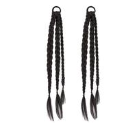 Perruque tressée pour femme avec nœud pour queue de cheval - Noir/marron