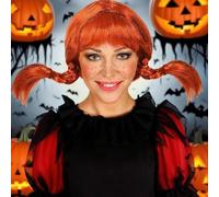 Perruque tressée rouge flamboyante inspirée de Fifi Brindacier : l'accessoire de costume d'Halloween par excellence pour un look ludique et accrocheur Fibre basse température