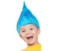 Perruque Troll pour enfants filles & garçons en rose, turquoise et vert pour compléter le costume de Trolls pour Mardi Gras et le Carnaval (Turquoise)