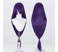 Perruque universelle Extra longue de 120cm/47.2 pouces, perruque longue et lisse avec frange for Cosplay, bricolage de fête d'halloween, style de robe Lolita(Dark purple-2)