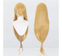 Perruque universelle Extra longue de 120cm/47.2 pouces, perruque longue et lisse avec frange for Cosplay, bricolage de fête d'halloween, style de robe Lolita(Gold-1)