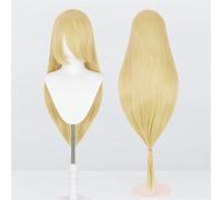 Perruque universelle Extra longue de 120cm/47.2 pouces, perruque longue et lisse avec frange for Cosplay, bricolage de fête d'halloween, style de robe Lolita(Gold-2)